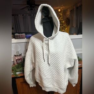 Cozy Quilted Hoodie Sweatshirt - Gray